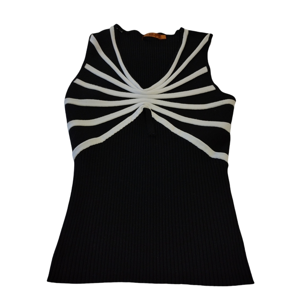Belldini Woman's Petite Large Sleeveless Top Black White